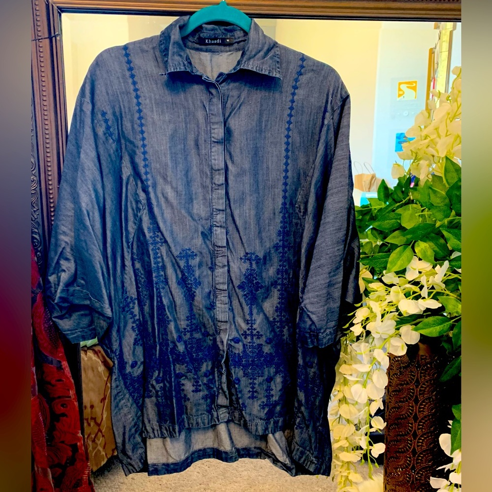 Embroidered Denim Tunic